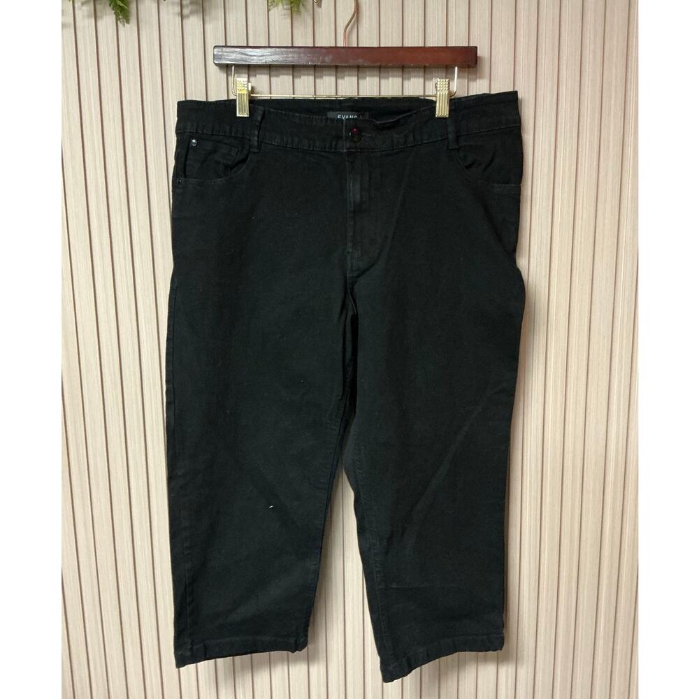 Evans Curve Black Cropped Straight Leg Jeans Size 18